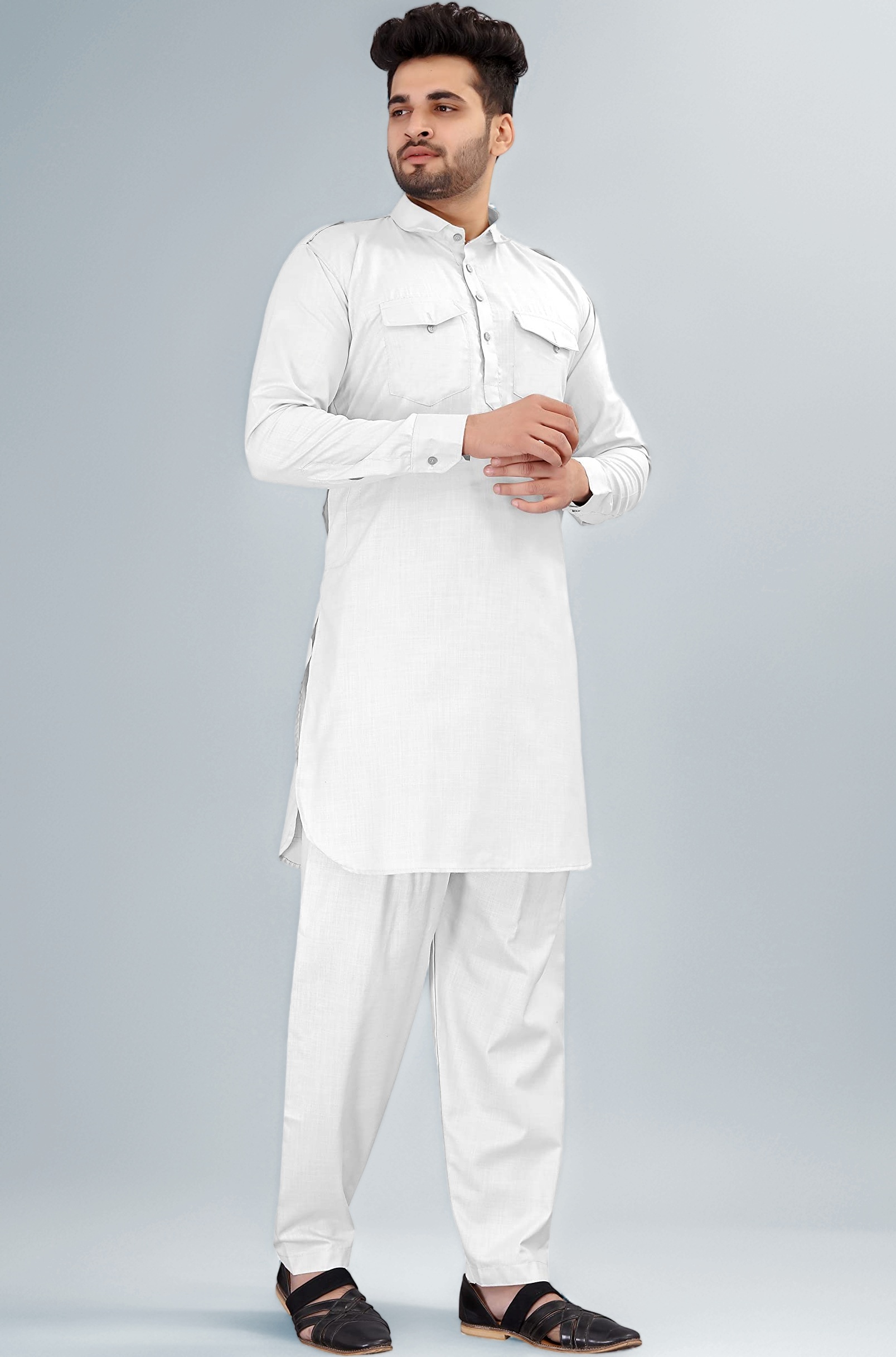 Trustous� PATHANI SUIT COTTON FOR MENS (KURTA + PYJAMA )