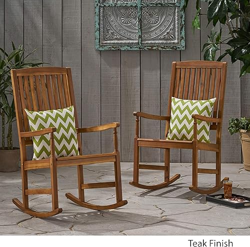 Vista 12 de Great Deal Furniture Noble House Arcadia - Mecedora de madera de acacia para exteriores, color gris (juego de 2)