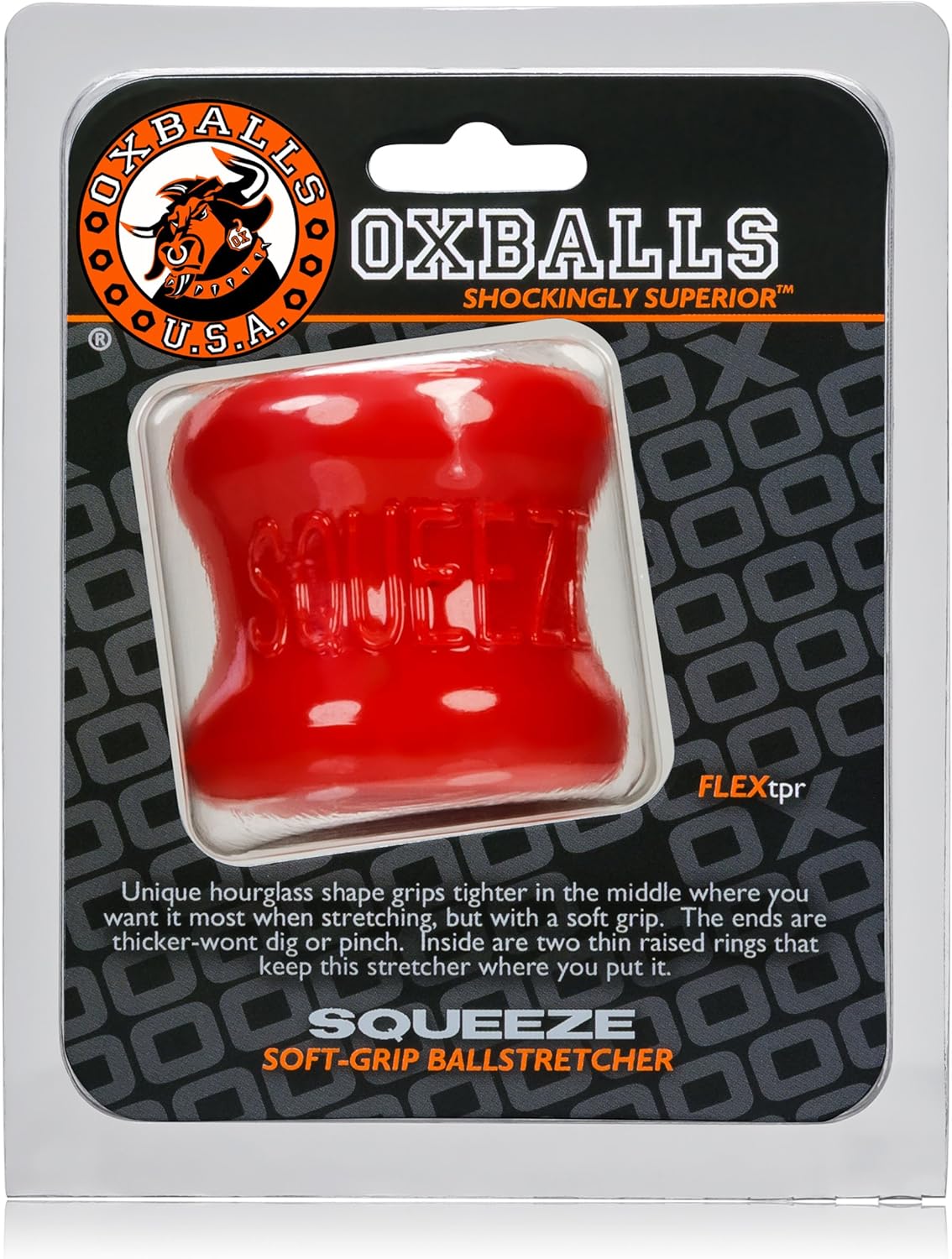 OXBALLS Squeeze Ball Stretcher – Thick Blubbery FLEXtpr Ring That Turns Your Nuts into Heavy Slapping Low-Hangers – Milk-Dripping Sack-Stretching Beast for All-Day Wear – Red