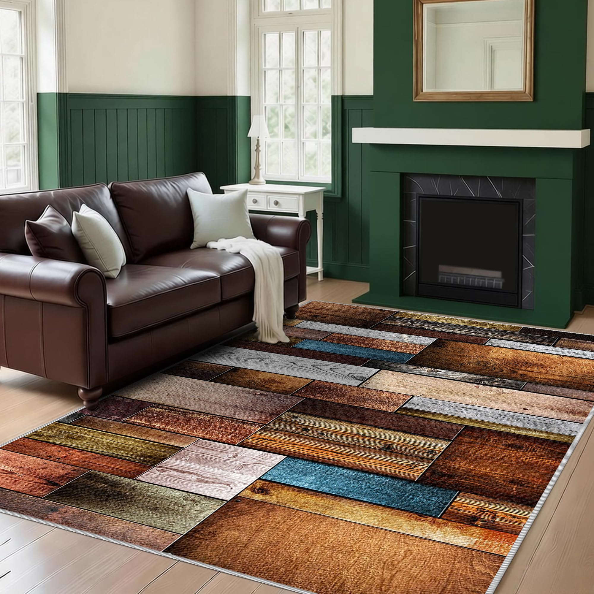 Tapis de salon 150x190 cm moderne lavable et antidérapant pour intérieur