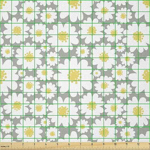 Miniatura 2 de Lunarable The Yard, adorno de primavera con temática de verano de margaritas en flor, arte natural, tela de punto elástico para ropa, costura y