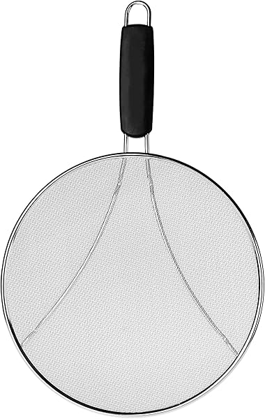 KADAX Padella paraspruzzi Ø 25 cm, in acciaio inox con rete a maglia fine, coperchio paraspruzzi per padella, utensili da cucina contro la spruzzatura dell'olio (argento) - 5
