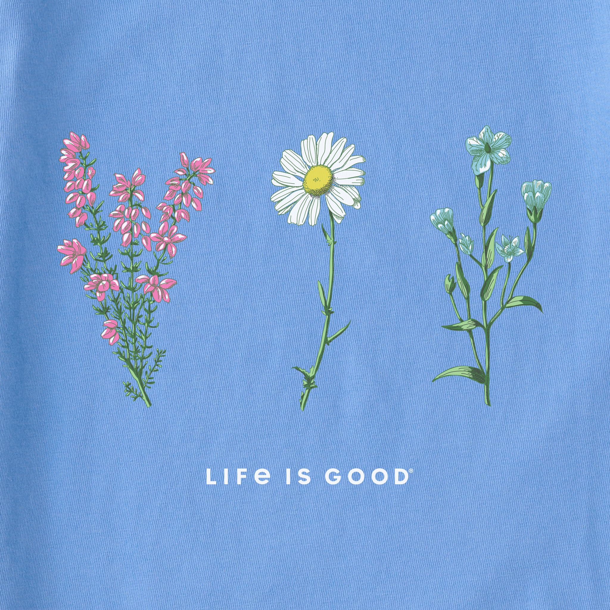 Life Is Good Crusher T-Shirts, Long Sleeve Cotton Graphic tee Shirt, Detailed Wildflower Camiseta para Mujer