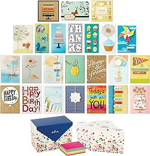 Hallmark 5EDX3456 All Occasion Handmade Boxed Set of Assorted Greeting Cards with Card Organizer (Pack of 24)—Birthday, Ba...