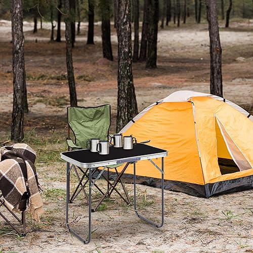 Vista 68 de Outvita Mesa de camping plegable portátil de 2.3 pies, mesa de picnic impermeable al aire libre, maleta ligera de aluminio, mesa plegable