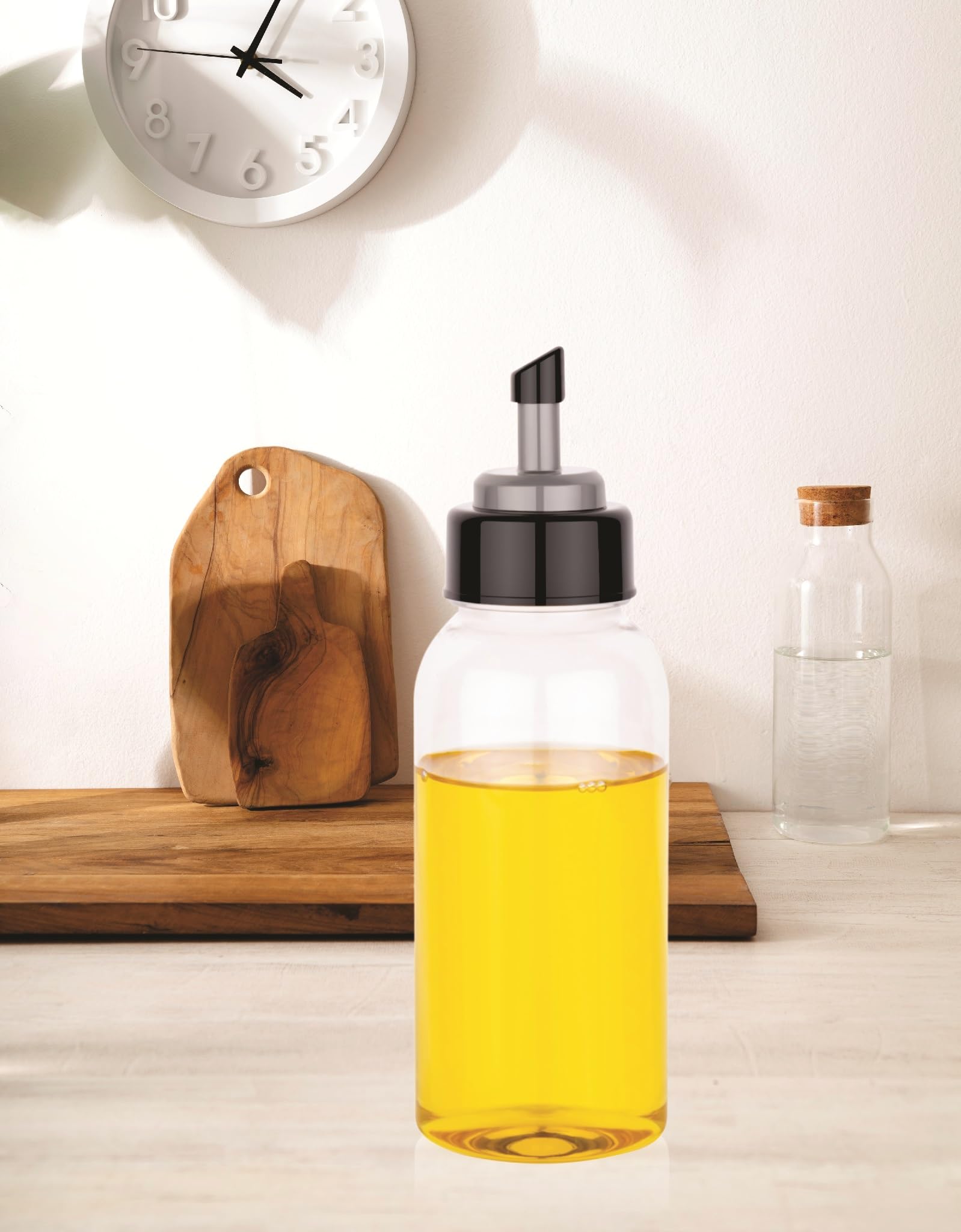 D Dhananjay Food-Grade Plastic 0.5 litres Oil Dispenser for Cooking, Easy Flow Oil and Vinegar Bottle, Oil Pourer, Liquid Dispenser, Transparent, Unbreakable (500 ml Oval, 1)