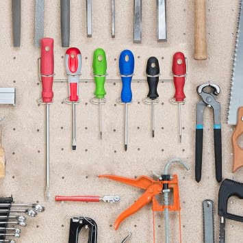 Ripeng 8 Pieces Pegboard Screwdriver Holder PegBoard Tool Holders, Silver