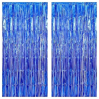 XtraLarge, Blue Foil Fringe Curtain - 8x3.2 Feet, Pack of 2 | Blue Fringe Curtain for Blue Streamers Party Decorations | B...