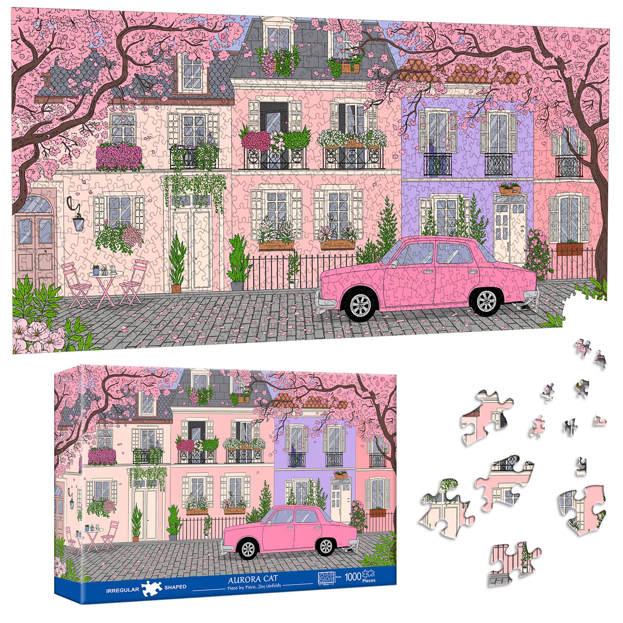 Pavemlo Special Shape Puzzles for Adults 1000 Pieces - DREAMLIKE STREET SCENES Jigsaw Puzzle Challenging Impossible Puzzle, Unique Home Decor & Game (41x80 cm) for Puzzle Lovers