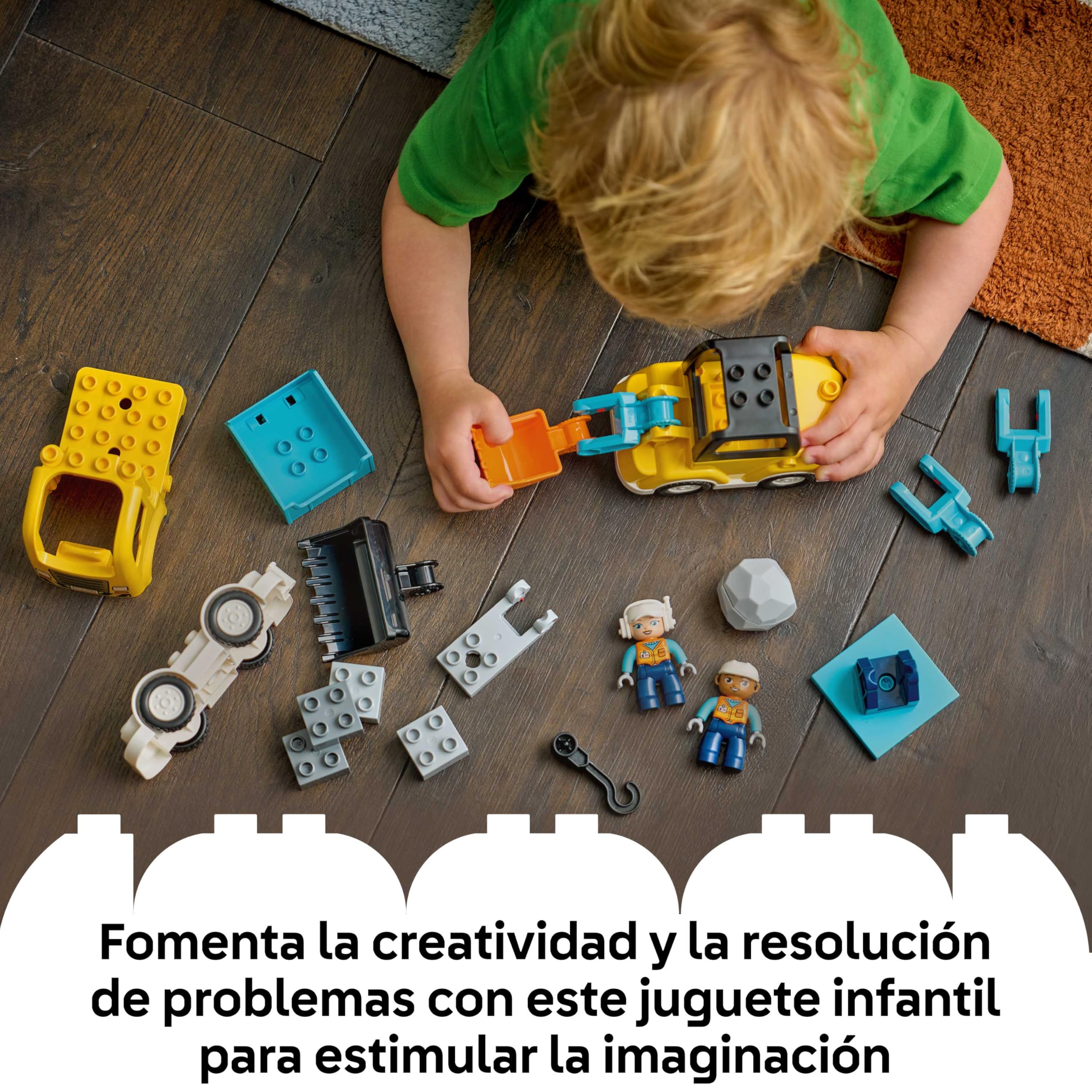LEGO Duplo Vehículos de Construcción “3en1” - Juego Educativo Montessori con Camiones, Excavadoras y Vehículos de Construcción de Juguete - Regalo de Cumpleaños para Niños y Niñas de 2+ Años - 10475