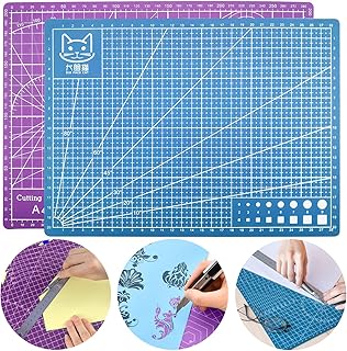Tappetino da taglio A4,Tappetino da Taglio autoriparatrice per Cucito, lavori manuali e Patchwork（Blu + viola）