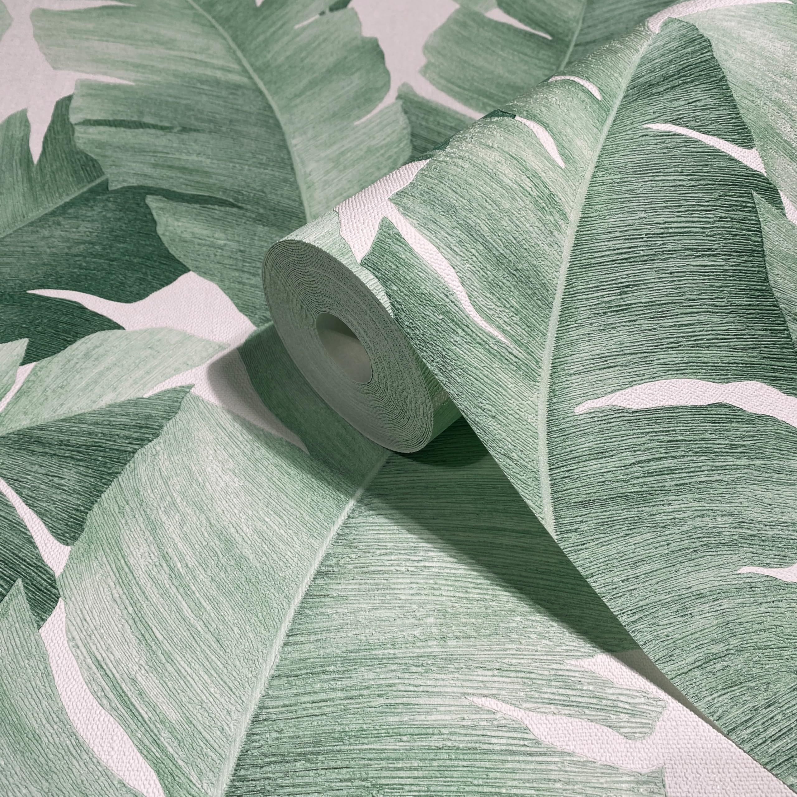 Papier peint feuilles marburg Avalon 31650 blanc vert 10m