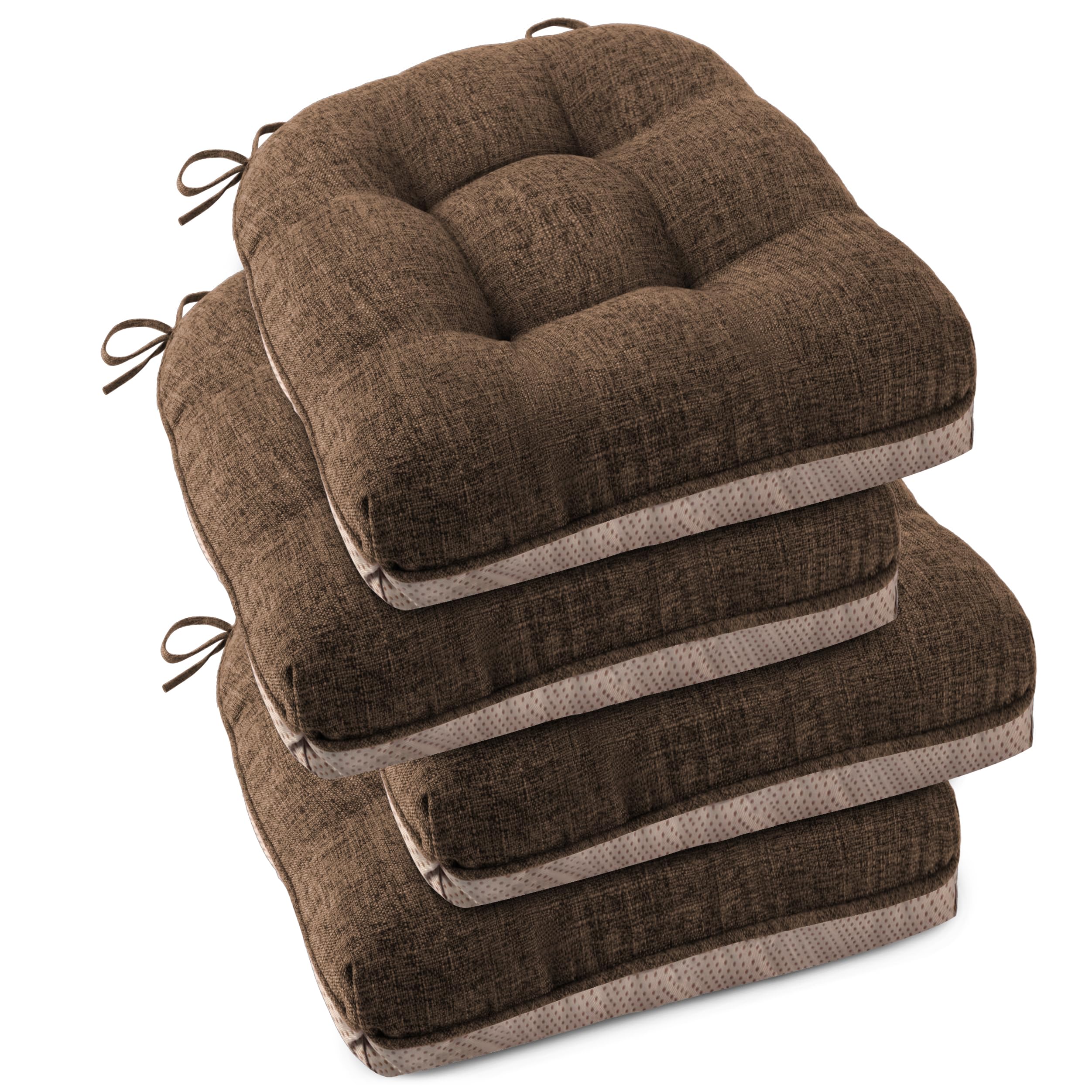 OVOV Indoor Chair Cushions for Dining Chairs Set of 4 18x18 Chair Cushion with Ties and Non-Slip Backing Tufted Thick Kitchen Chair Pads Made of