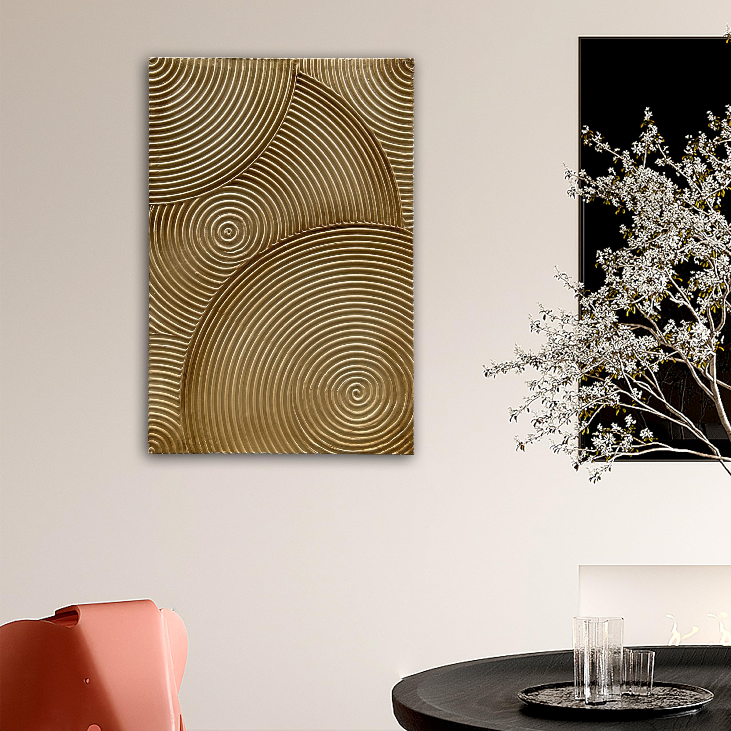 NANKAI Art Hand-Painted 36x24 inch Golden Texture Abstract Art Contemporary Minimalist Canvas Oil Painting Home Wall Decoration Art