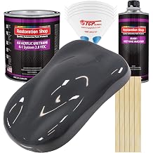 Restoration Shop - Machinery Gray Acrylic Urethane Auto Paint - Complete Gallon Paint Kit - Professional Single Stage High Gloss Automotive, Car, Truck Coating, 41 Mix Ratio, 2.8 VOC