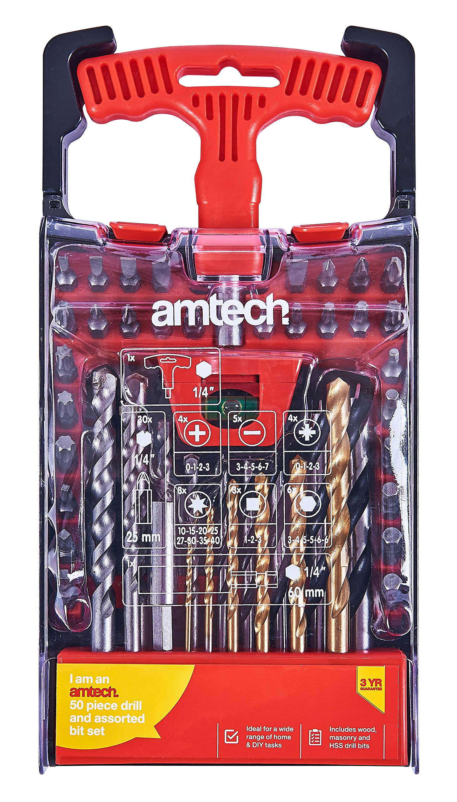 Amtech Transparent L1968 Combination Drill And Bit Set, 50-Piece