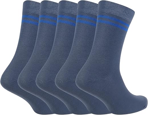VDangi Grey Socks With Royal Blue Striped Cotton Calf-length School Socks For Boys Girls Comfortable Uniform Socks For Kid...
