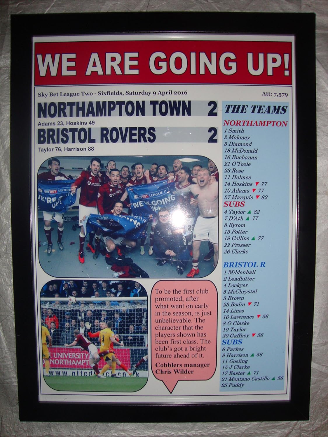 Lilywhite Multimedia Northampton Town 2 Bristol Rovers 2 - Northampton promoted - 2016 - framed print