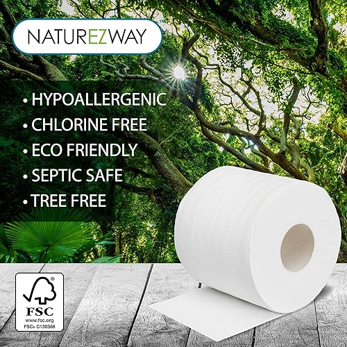 Miniatura 3 de NATUREZWAY - 6 rollos de papel higiénico de bambú de alta calidad, 2 capas, sin árboles, 100% pulpa de bambú, embalaje ecológico y compostable, sin