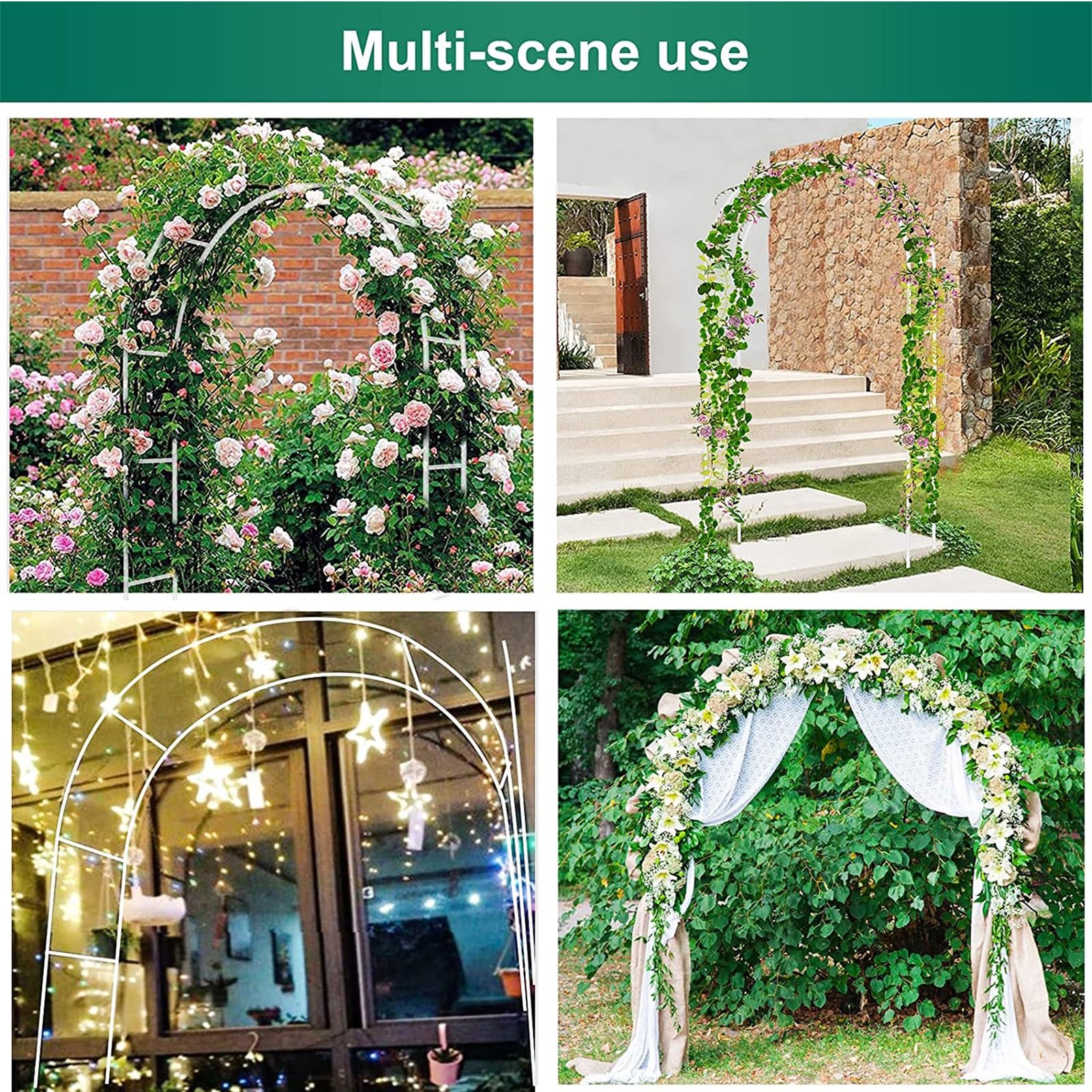 Arche de mariage en métal, support d'escalade pour plantes, assemblage libre, armature en fer, tuyau de 19 mm de diamètre, pour jardin, pelouse, terrasse, décoration de mariage, noir, 179,8 x