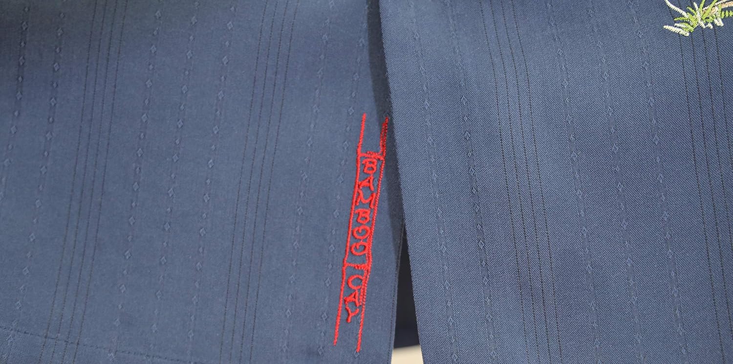 Bamboo Cay Men's Single Palm Embroidered Hawaiian Shirt - Image 3