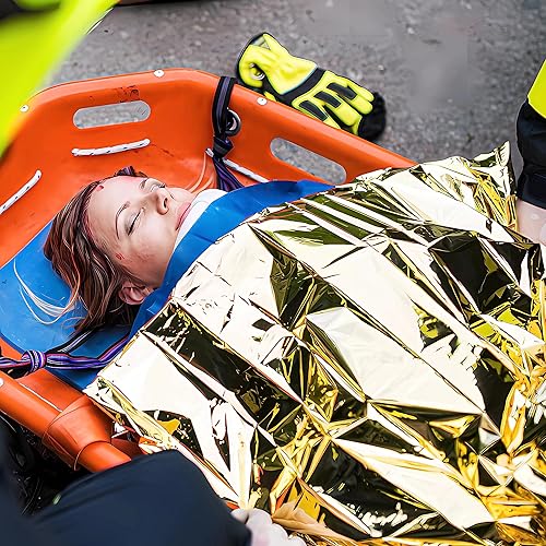Miniatura 5 de General Medi Manta de emergencia (paquete de 12), manta de aluminio dorado de emergencia, perfecta para exteriores, senderismo, supervivencia,