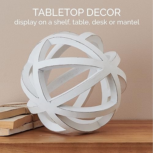 Miniatura 3 de Elements Orbe decorativo de la armadura abierta del MDF blanco de 7,68 pulgadas