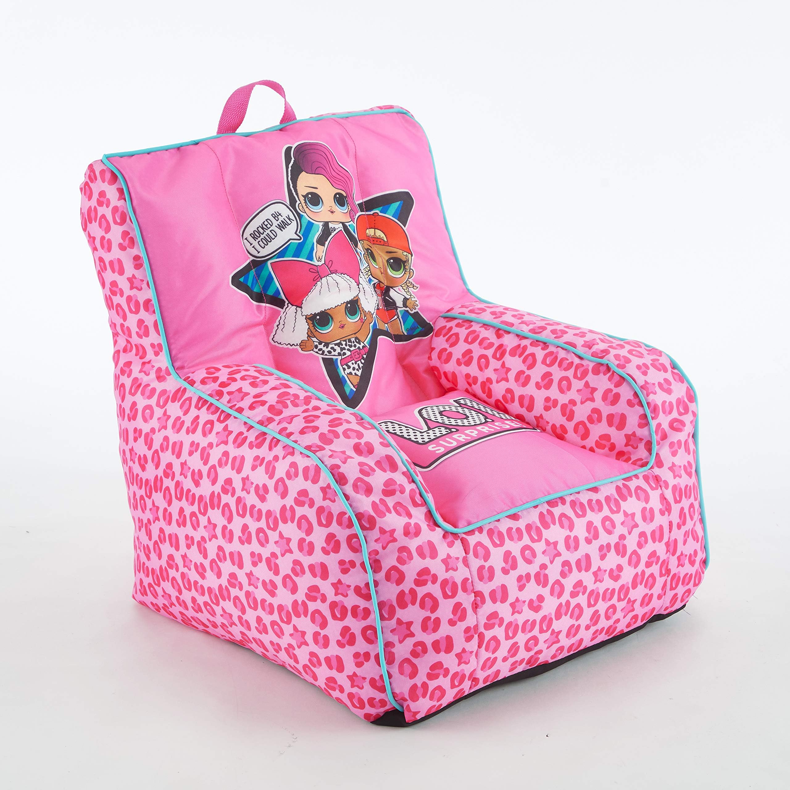 LOL Surprise Kids Nylon Bean Bag Chair with Piping & Top Carry Handle, Large