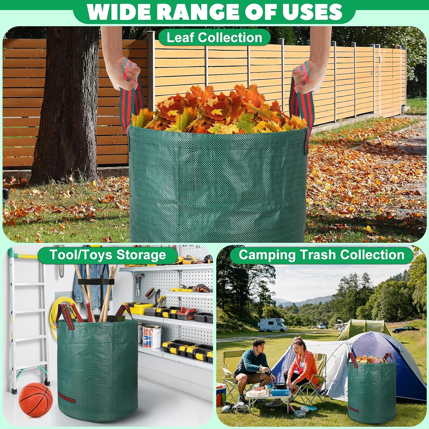 72 & 32 Gallon Reusable Yard Waste & Lawn & Leaf Bags with Handles & Gloves image 2