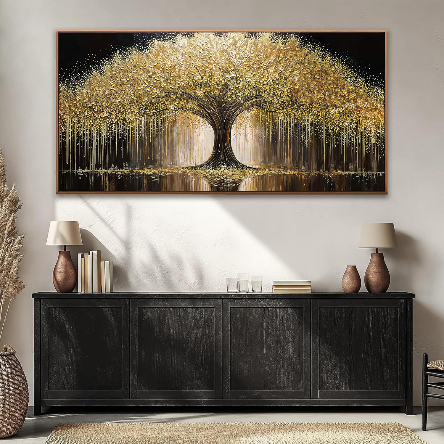 Framed Large Wall Art Gold Tree Of Life Wall Art Decor Modern Art Wall Decor Large Framed Wall Pictures For Living Room Kitchen Bedroom Canvas Prints Office Artwork Wall Decor 29x58 Inch