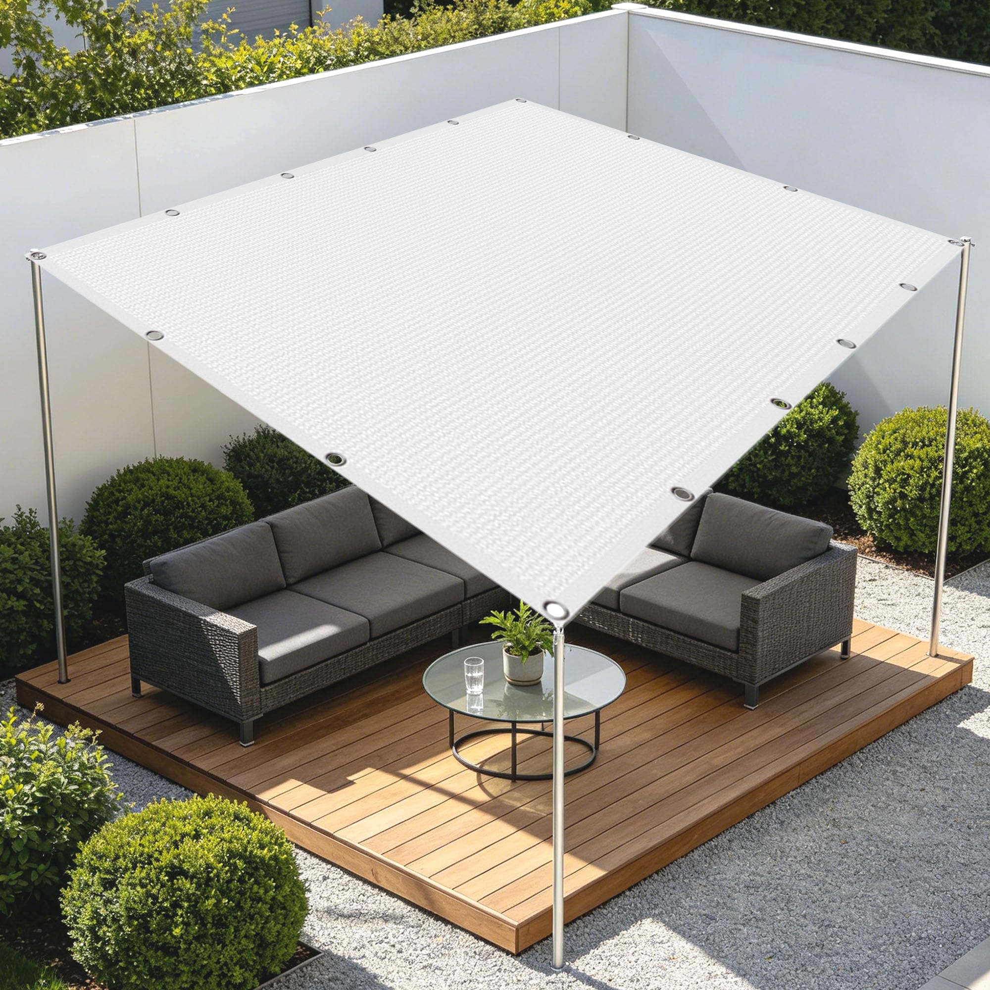 Toile ombrage exterieur blanche 2.7x3.2 m pour terrasse et jardin