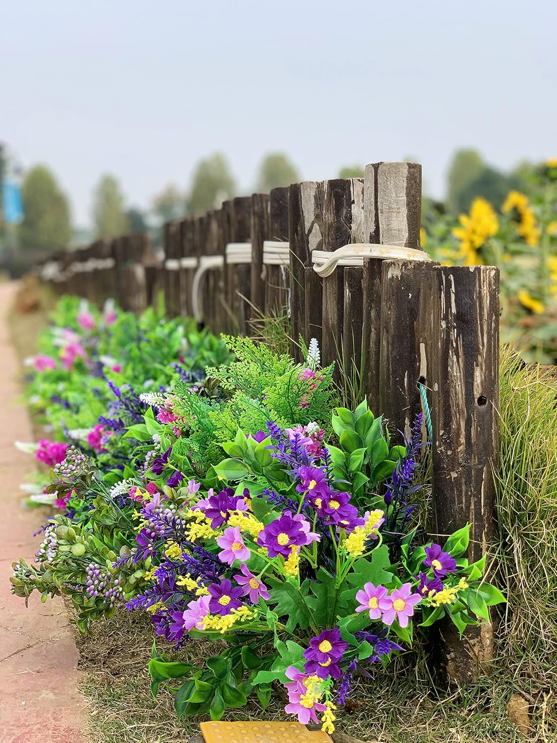 9-Bundle Multi-Species Realistic Faux Plants Artificial Flowers for Outdoors Planters, UV-Resistant for All Weather (Magenta & Lavender, 9) image 4