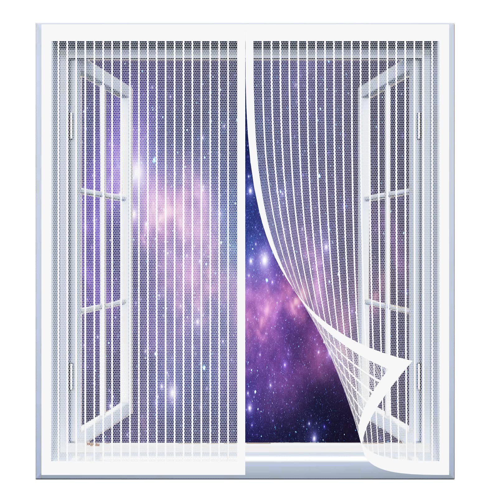 Doguo White Mosquito Magnetic Window Screen 110 X 75 Cm Mosquito Net For Windows Mosquito Bug Protection Without Drilling Easy To Install Window Screen Mesh For Windows Doors,