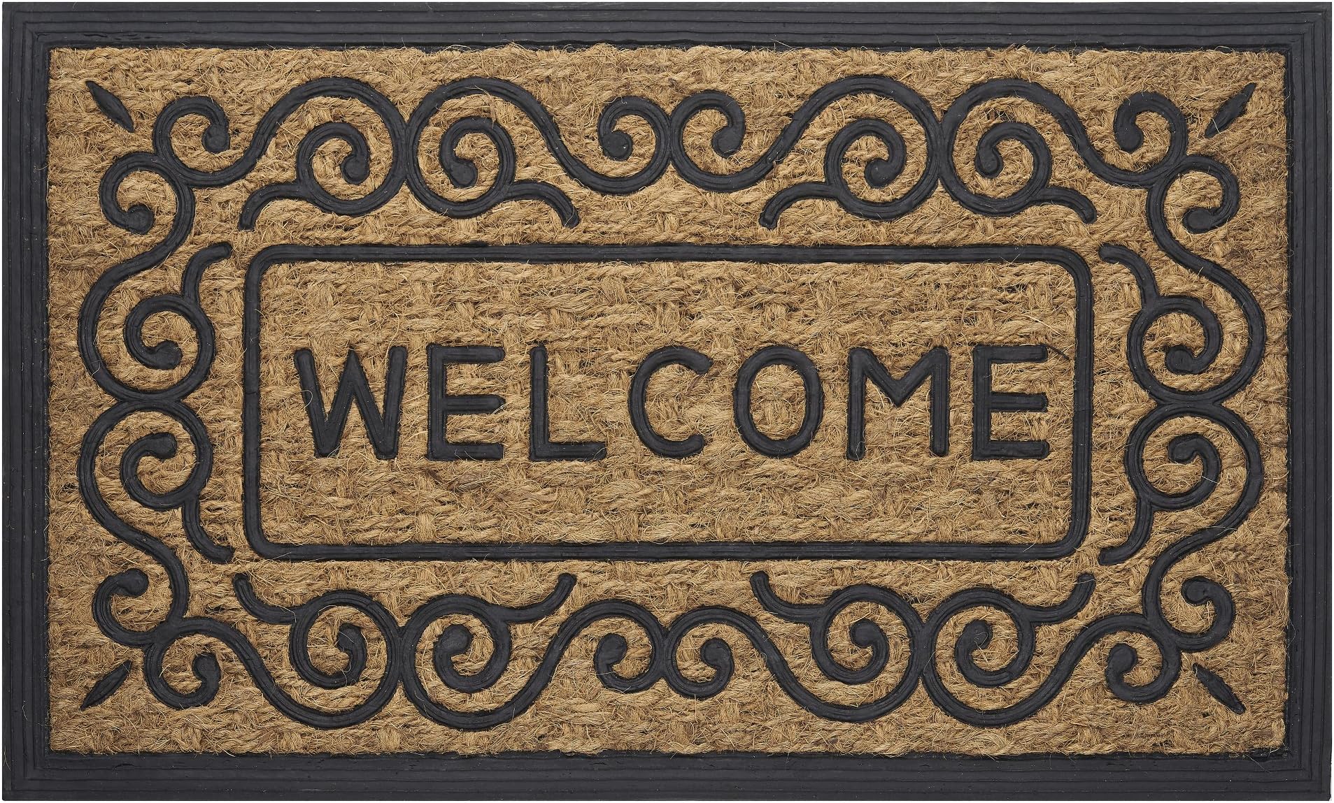 Front Door Mat for Outdoor Entrance - 18 Inch Length, 30 Inch Width (Scrolls) - Welcome Mat - Waterproof Doormat Rugs for Front Patio Entryway - Outdoors & Indoor Floor Mats by Achim Home Decor