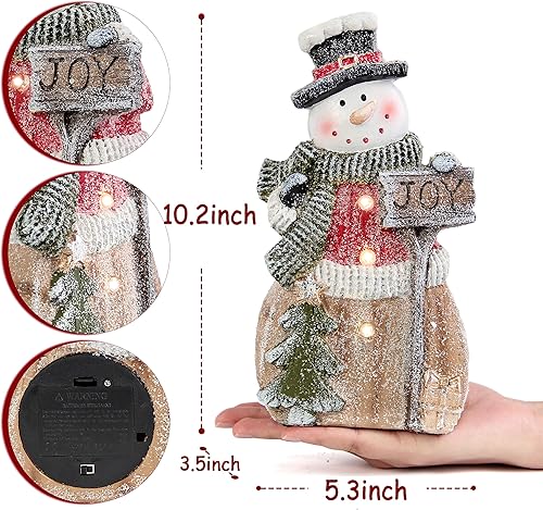 Miniatura 2 de Estatua de muñeco de nieve con luces LED para decoración de Navidad, decoración de vacaciones para estantería, chimenea, manto, mesa de interior,