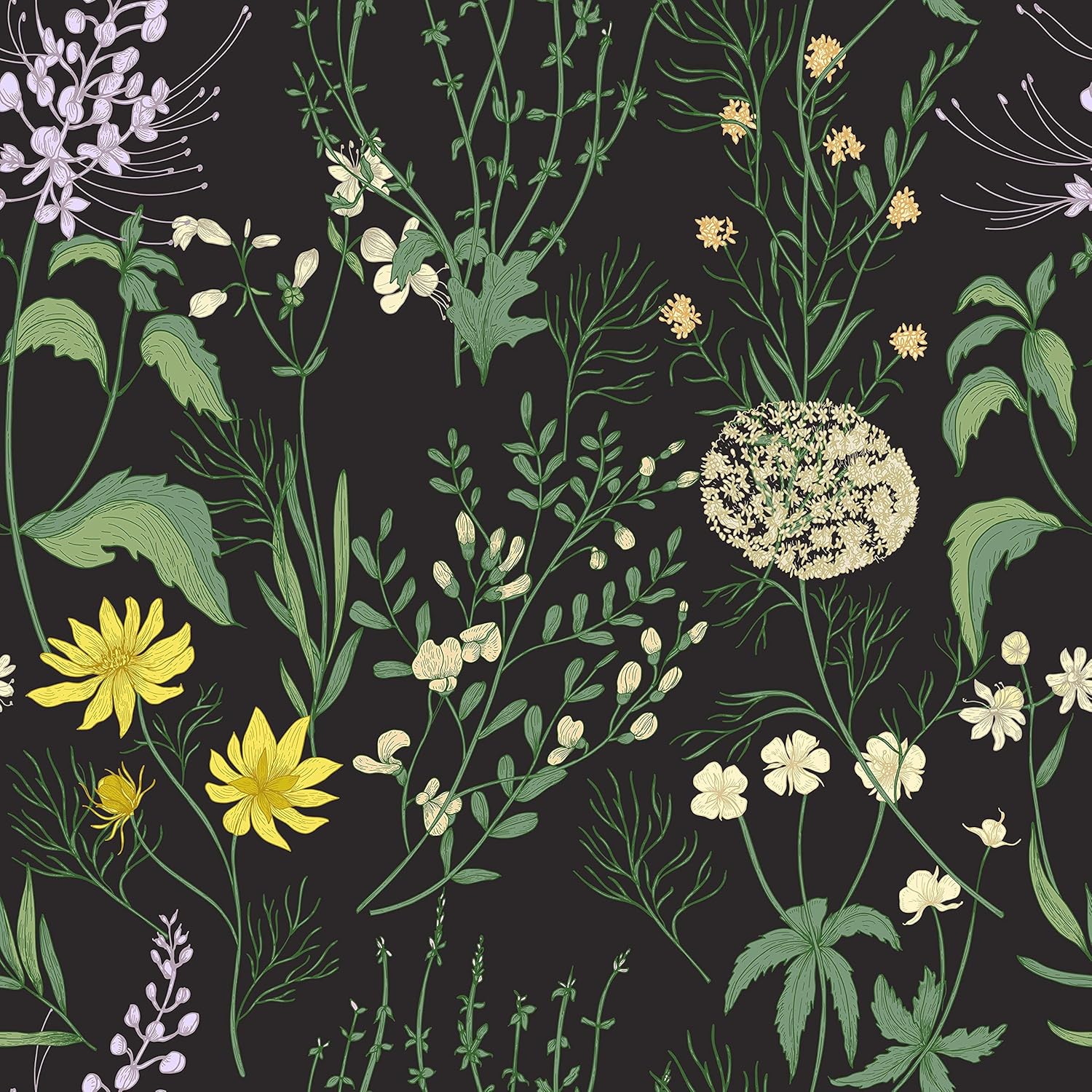 Wild Flowers Peel and Stick Wallpaper 25 W x 125 H