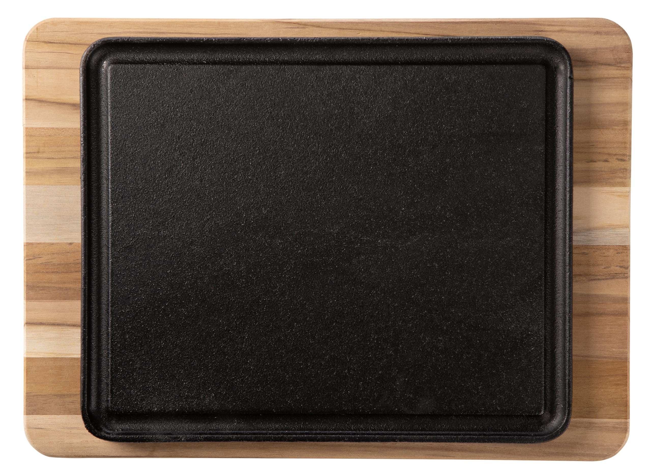 Tramontina Fuente Bandeja de Hierro Fundido con Tabla en Madera Churrasco Essencial 35 x 25 cm