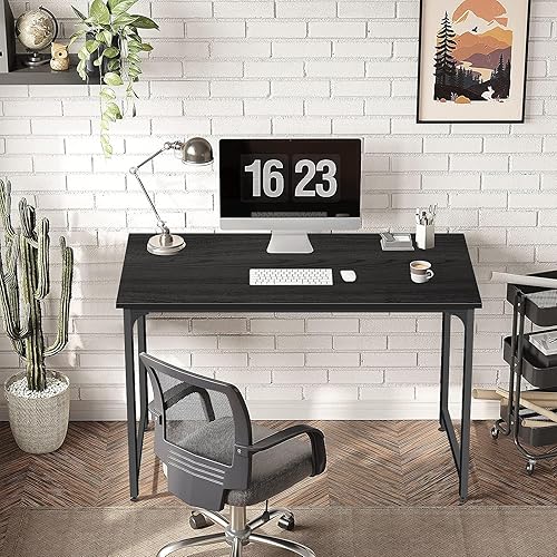 Miniatura 17 de YRLLENSDAN Escritorio grande de madera, escritorio para juegos de 48 pulgadas, escritorio moderno para escritura, estación de trabajo, mesa de