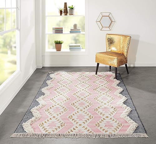 Miniatura 2 de Novogratz by Momeni Rugs Indio Alfombra contemporánea 100% de lana hecha a mano, 3 pies x 5 pies, rosa (INDIOIND-1PNK3050)