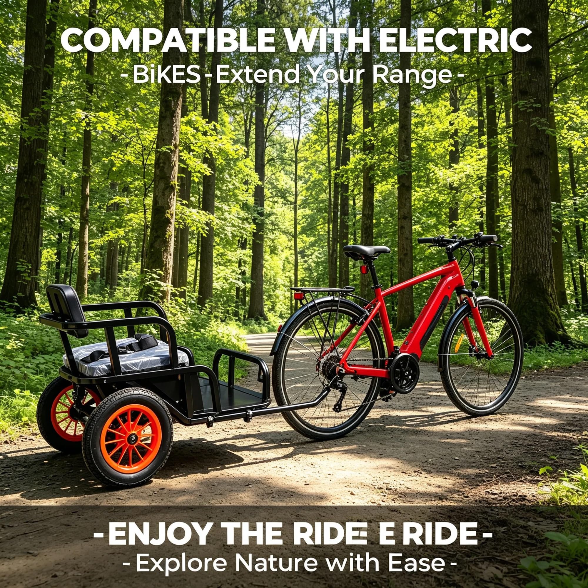 Remolque Infantil Monoplaza para Bici 60kg Arnés 5 Puntos Plegable | Bastidor de Acero + Capacidad 60kg + Arnés 5 Puntos + Almacenamiento Plegable + Ruedas