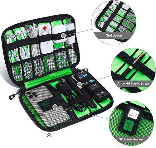 Miniatura 5 de CILLA Estuche organizador de cables de viaje, organizador de artículos electrónicos de viaje, bolsa compacta de accesorios electrónicos para cable,