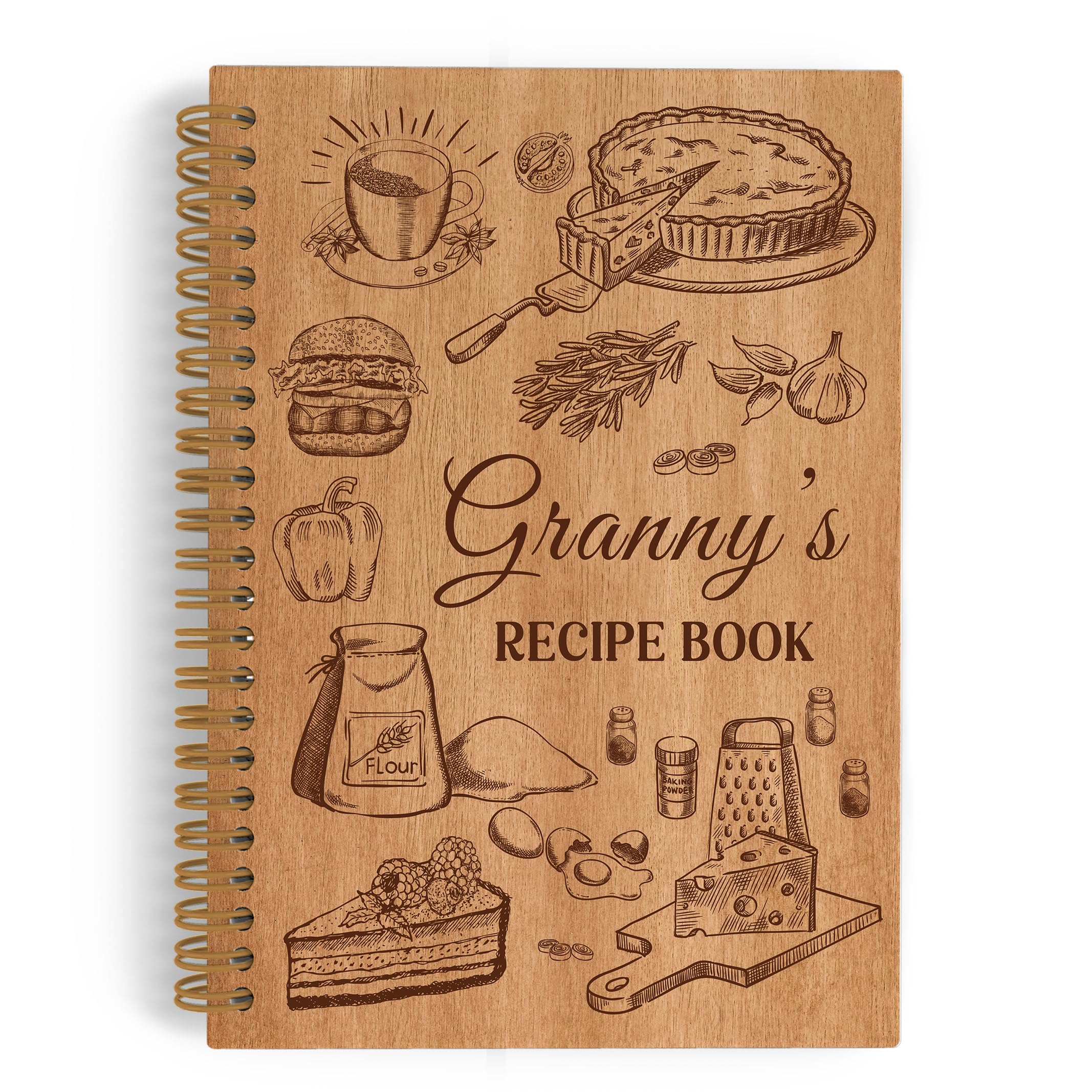 QLMX Cuaderno en espiral de regalo para abuelas, cuaderno con forro de recetas para abuelas, libro de recetas para escribir en tus propias recetas, cuadernos de abuela para cocina, regalos de abuela