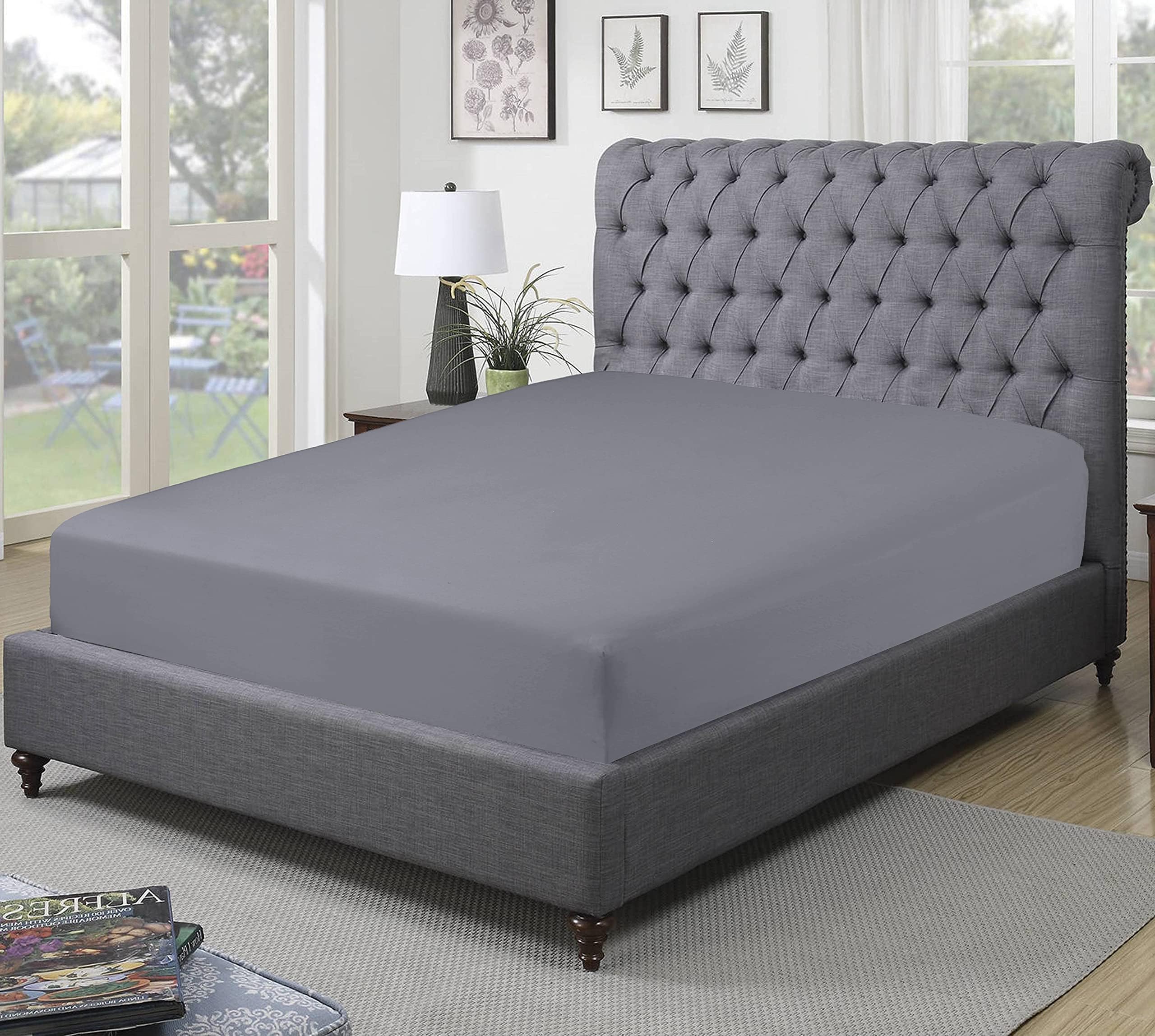 Comfy Nights 100 Egyptian Cotton Fitted Bed Sheet (Double, Grey