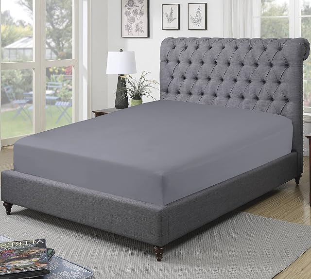 Sapphire collection 300 Thread Count 100% Egyptian Cotton Fitted Sheets (Double, Grey)