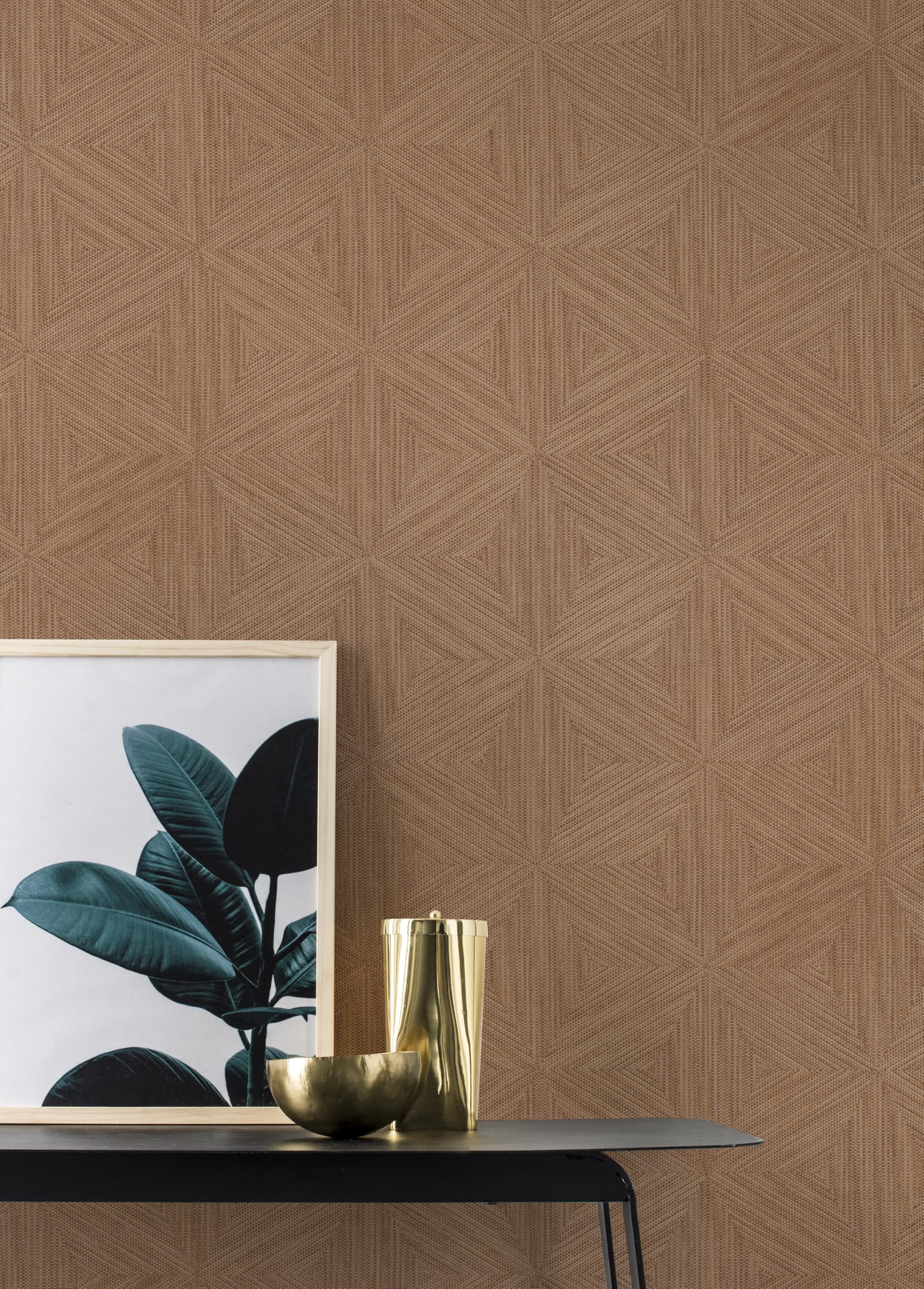 Rasch Back To Nature - Papel pintado de vinilo 3D geométrico en color marrón para un ambiente escandinavo, resistente y lavable, 10,05 m x 0,53 m