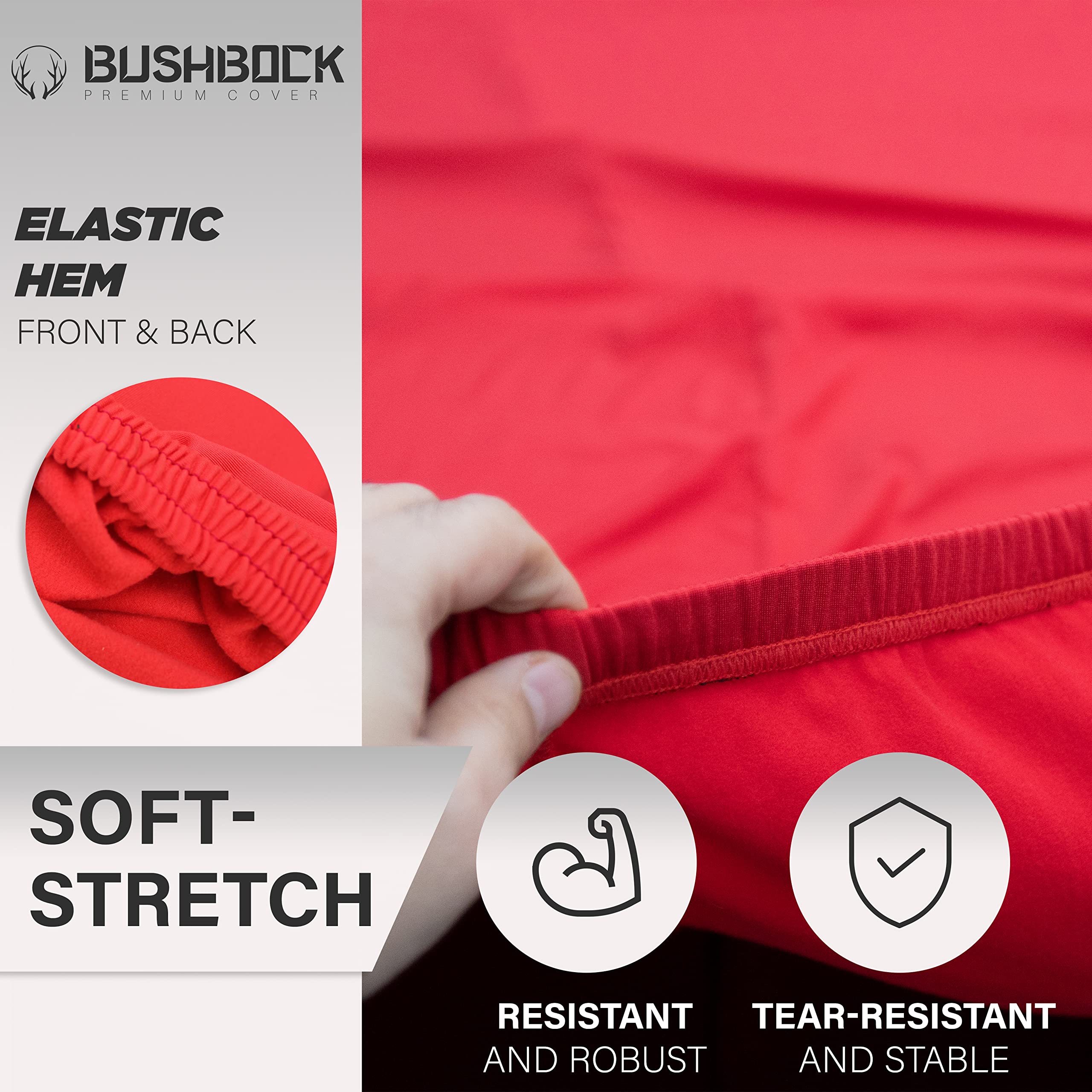 BUSHBOCK Premium Copertura per auto da interno compatibile con tutte le principali Car, Tessuto Elastico, Traspirante e Antipolvere, Morbido al Tatto (M, Rosso)