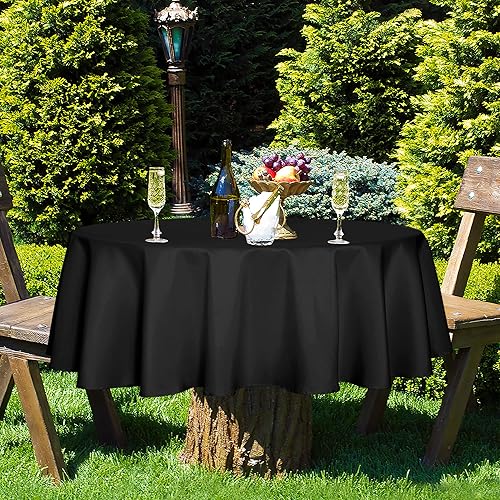 Miniatura 4 de Fitable Mantel redondo verde de 70 pulgadas, resistente a las manchas y a las arrugas, mantel decorativo de poliéster para mesa de comedor, fiestas