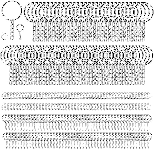Livder 100 llaveros divididos con cadena y anillos de salto, conector a granel para manualidades, 1 pulgada