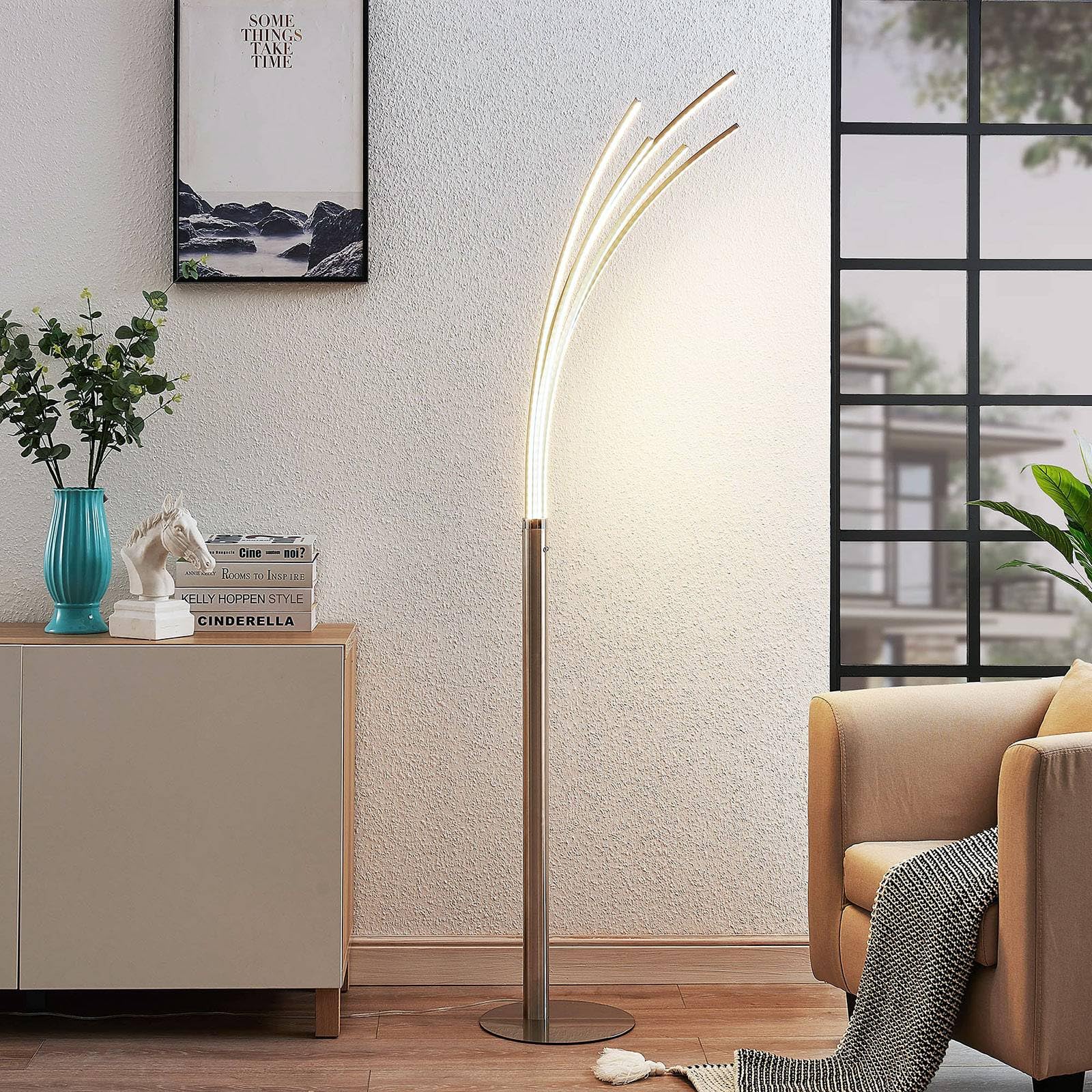 LED Lámpara de pie 'Boba' (Moderno) en Gris hecho de Aluminio e.o. para Salón & Comedor (1 llama,) de Lindby | lámpara de pie LED