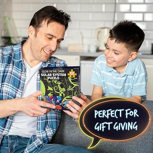 Miniatura 6 de Hapinest Rompecabezas de 100 piezas con sistema solar que brilla en la oscuridad para niños y niñas, regalos de 5, 6, 7, 8, 9, 10, 11, 12 años y más